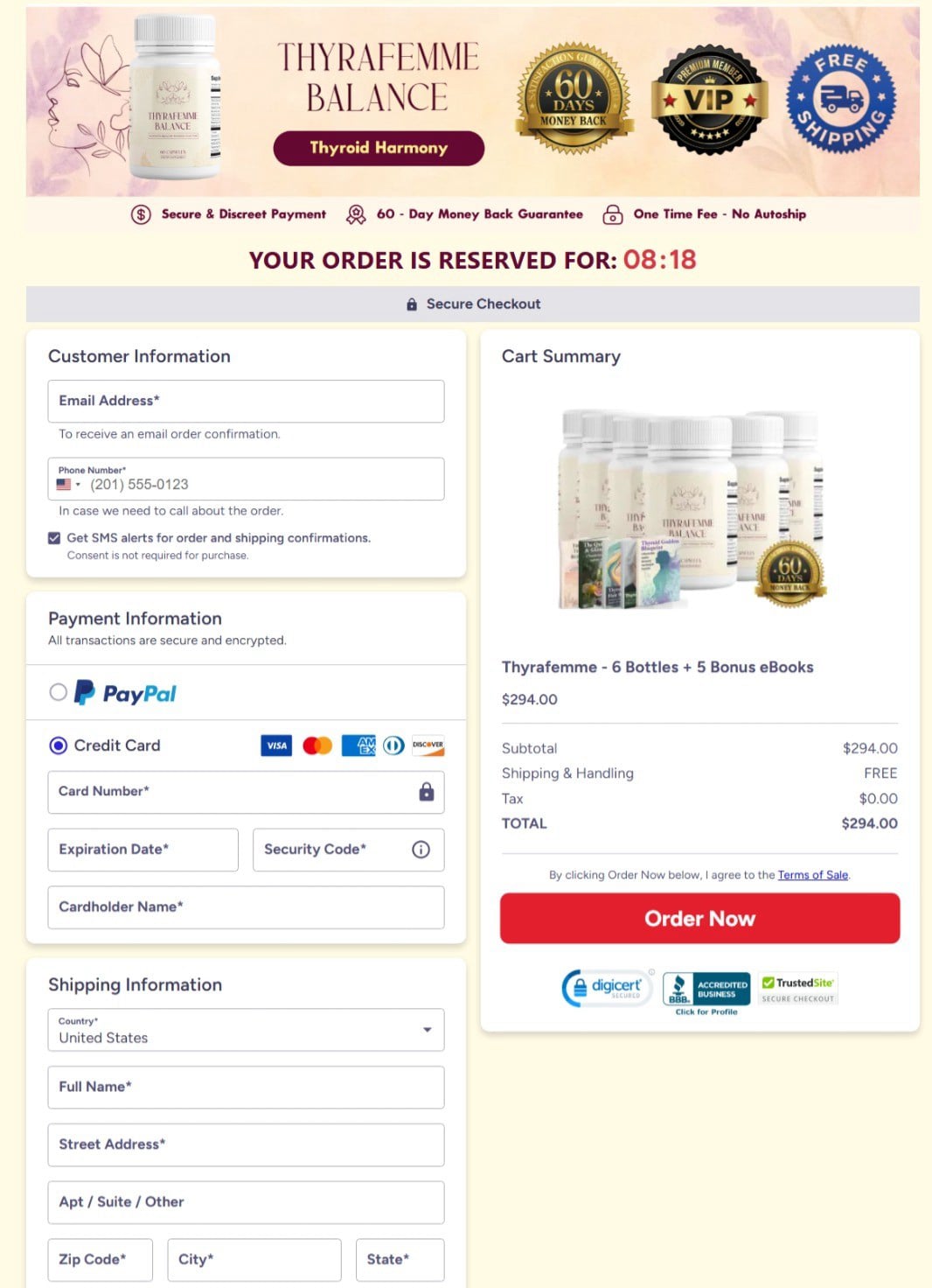 Thyrafemme Balance-order-page